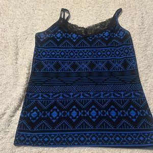 Blue and black tank
